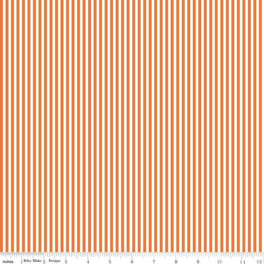 DEAL Orange & White 1/8 Eighth Inch Stripe - Riley Blake Designs - Riley Orange - Quilting Cotton Fabric