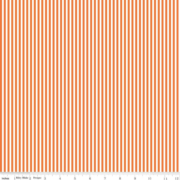 SALE Orange and White 1/8 Eighth Inch Stripe - Riley Blake Designs - Riley Orange - Quilting Cotton Fabric