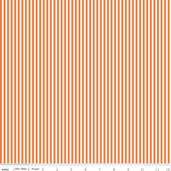 SALE Orange and White 1/8 Eighth Inch Stripe - Riley Blake Designs - Riley Orange - Quilting Cotton Fabric