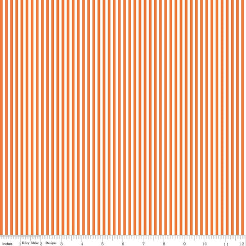 SALE Orange and White 1/8 Eighth Inch Stripe - Riley Blake Designs - Riley Orange - Quilting Cotton Fabric