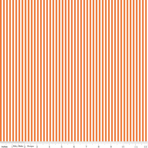SALE Orange and White 1/8 Eighth Inch Stripe - Riley Blake Designs - Riley Orange - Quilting Cotton Fabric