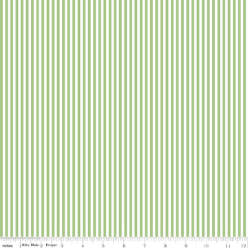 SALE Green & White 1/8 Eighth Inch Stripe - Riley Blake Designs - Quilting Cotton Fabric