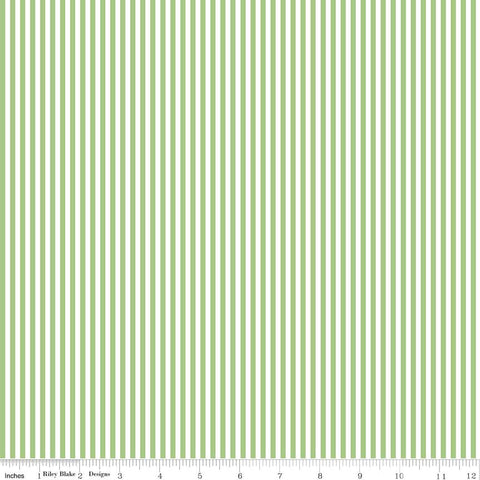 SALE Green and White 1/8 Eighth Inch Stripe - Riley Blake Designs - Quilting Cotton Fabric