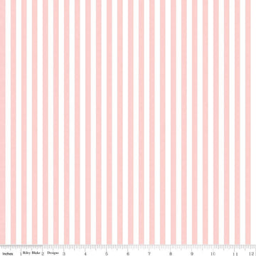DEAL Baby Pink & White 1/4 Quarter Inch Stripe - Riley Blake Designs - Quilting Cotton Fabric