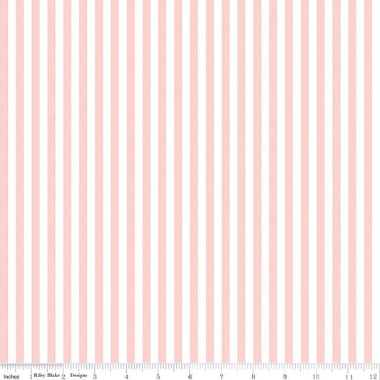 DEAL Baby Pink & White 1/4 Quarter Inch Stripe - Riley Blake Designs - Quilting Cotton Fabric