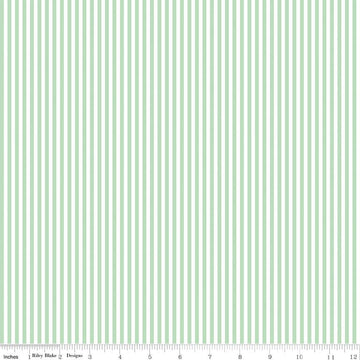 SALE Sweet Mint & White 1/8 Eighth Inch Stripe - Riley Blake Designs - Green - Quilting Cotton Fabric
