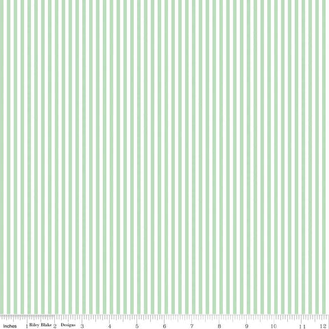 SALE Sweet Mint and White 1/8 Eighth Inch Stripe - Riley Blake Designs - Green - Quilting Cotton Fabric