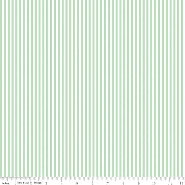 SALE Sweet Mint and White 1/8 Eighth Inch Stripe - Riley Blake Designs - Green - Quilting Cotton Fabric