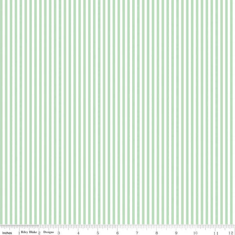 SALE Sweet Mint and White 1/8 Eighth Inch Stripe - Riley Blake Designs - Green - Quilting Cotton Fabric