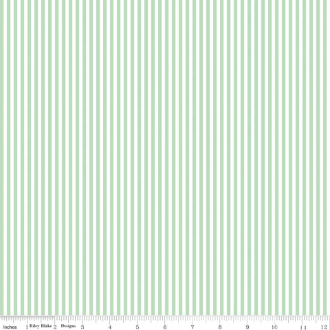 SALE Sweet Mint and White 1/8 Eighth Inch Stripe - Riley Blake Designs - Green - Quilting Cotton Fabric