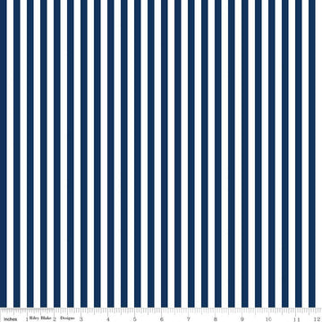 DEAL Navy Blue & White 1/4 Quarter Inch Stripe - Riley Blake Designs - Quilting Cotton Fabric