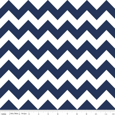 CLEARANCE 21" End of Bolt - Navy Medium Chevron - Riley Blake Designs - Navy Blue and White - Quilting Cotton Fabric