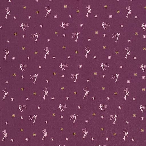 Fat Quarter End of Bolt - SALE Peter Pan - Tink - Mauve - Sarah Jane for Michael Miller - Purple Tinkerbell METALLIC  Quilting Cotton Fabric