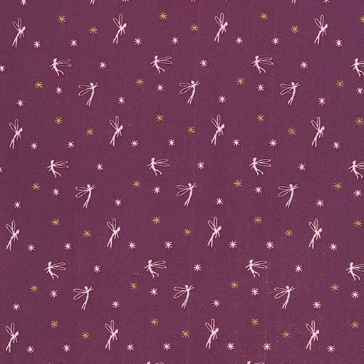 Fat Quarter End of Bolt - SALE Peter Pan - Tink - Mauve - Sarah Jane for Michael Miller - Purple Tinkerbell METALLIC  Quilting Cotton Fabric