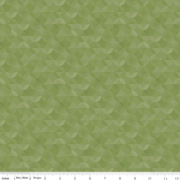 CLEARANCE Crayola Kaleidoscope Asparagus - Riley Blake - Green Circle Pattern - Quilting Cotton Fabric