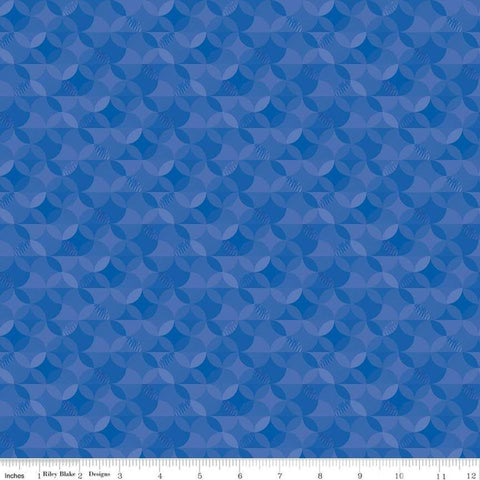 Fat Quarter End of Bolt - SALE Crayola Kaleidoscope Midnight Blue - Riley Blake - Blue Orange Peel Circle Pattern - Quilting Cotton Fabric