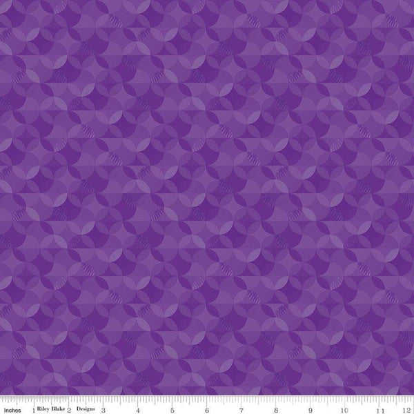 23" End of Bolt - Crayola Kaleidoscope Pouncy Purple - Riley Blake Designs - Orange Peel Circle Pattern - Quilting Cotton Fabric