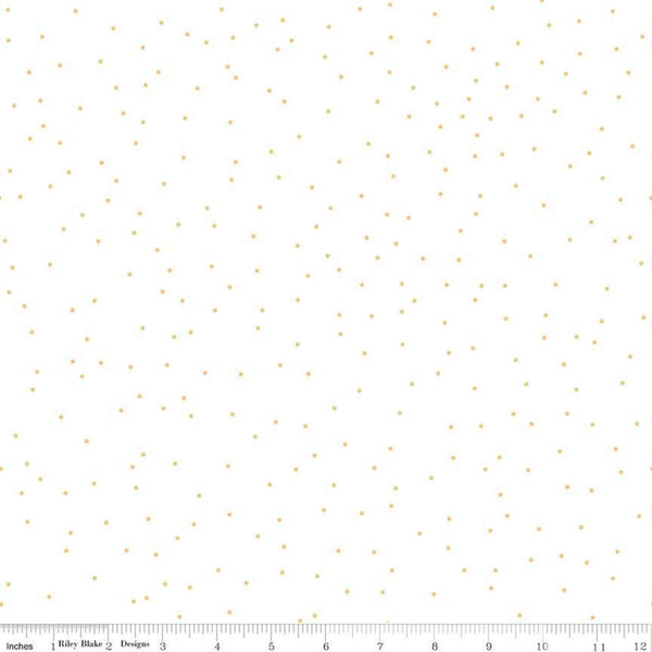 SALE Pin Dot Honey - Riley Blake Designs - White and Gold - Lori Holt - Quilting Cotton Fabric