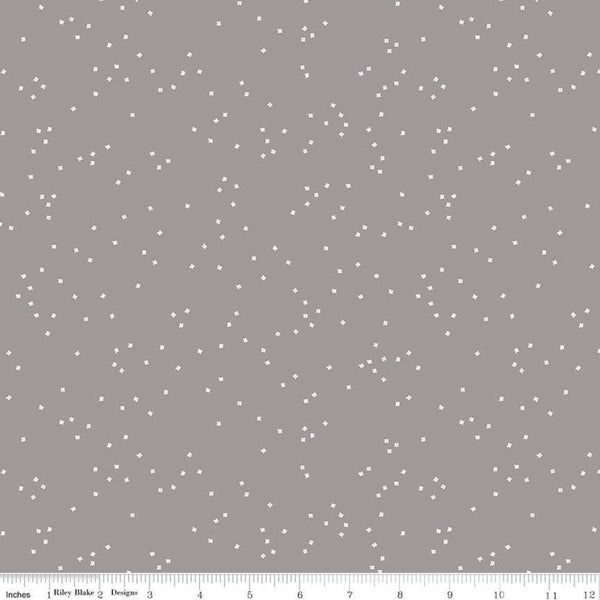 15" End of Bolt Piece - SALE Blossom Gray by Riley Blake Designs - Floral Flowers - Quilting Cotton Fabric