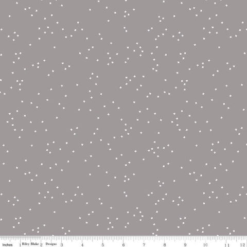 15" End of Bolt Piece - SALE Blossom Gray by Riley Blake Designs - Floral Flowers - Quilting Cotton Fabric