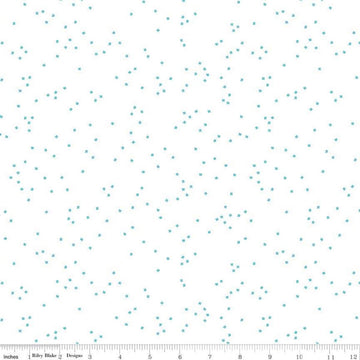 SALE Blossom on White Peacock - Riley Blake Designs - Blue Aqua on White - Quilting Cotton Fabric