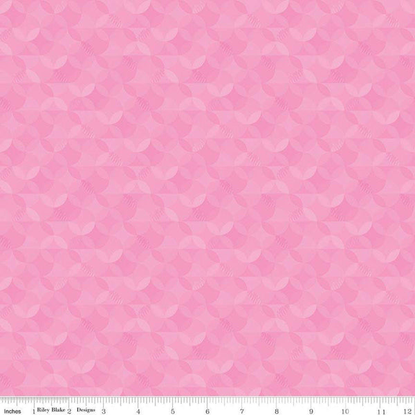 28" End of Bolt - SALE Crayola Kaleidoscope Piggy Pink - Riley Blake Designs - Pink Orange Peel Circle Pattern - Quilting Cotton Fabric