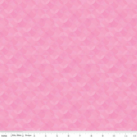 28" End of Bolt - SALE Crayola Kaleidoscope Piggy Pink - Riley Blake Designs - Pink Orange Peel Circle Pattern - Quilting Cotton Fabric