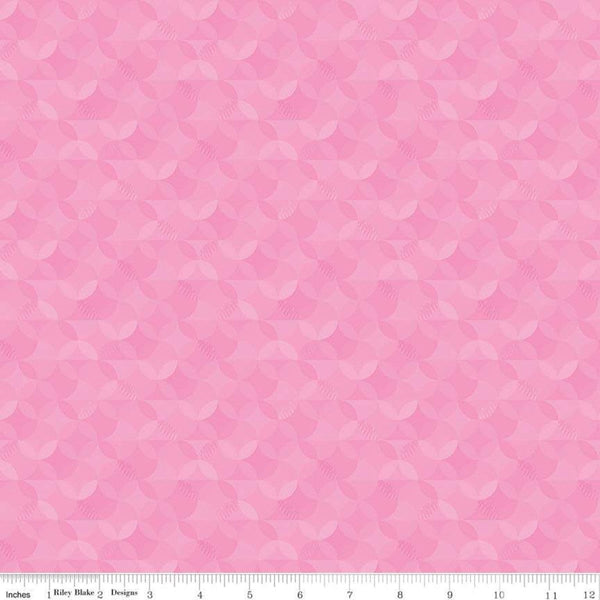 28" End of Bolt - SALE Crayola Kaleidoscope Piggy Pink - Riley Blake Designs - Pink Orange Peel Circle Pattern - Quilting Cotton Fabric