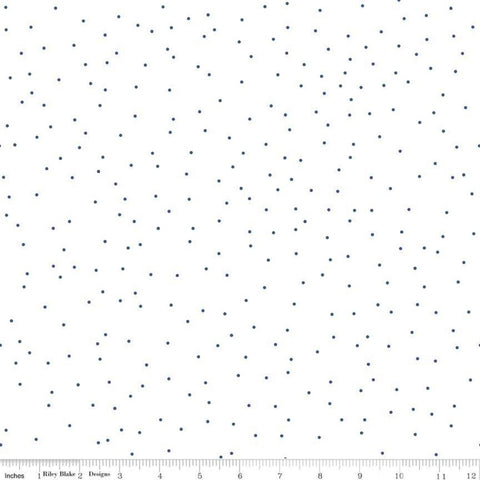 SALE Pin Dot Denim - Riley Blake Designs - White and Blue - Lori Holt - Quilting Cotton Fabric