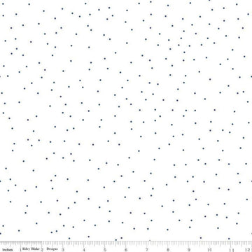 DEAL Pin Dot Denim - Riley Blake Designs - White & Blue - Lori Holt - Quilting Cotton Fabric