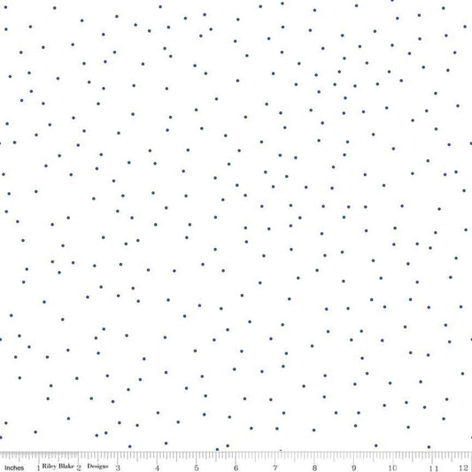 DEAL Pin Dot Denim - Riley Blake Designs - White & Blue - Lori Holt - Quilting Cotton Fabric