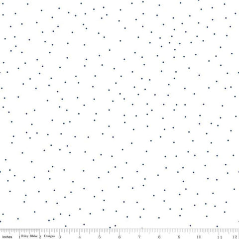 SALE Pin Dot Denim - Riley Blake Designs - White and Blue - Lori Holt - Quilting Cotton Fabric