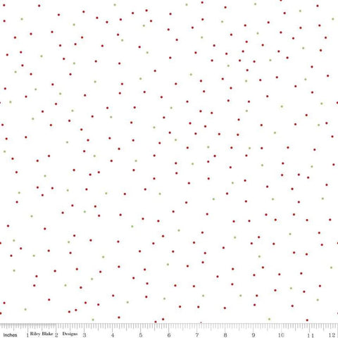 SALE Pin Dot Christmas - Riley Blake Designs - White Red Green - Lori Holt - Quilting Cotton Fabric