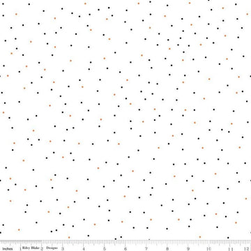 DEAL Pin Dot Halloween - Riley Blake Designs - Orange Black Dots on White - Lori Holt - Quilting Cotton Fabric - choose your cut