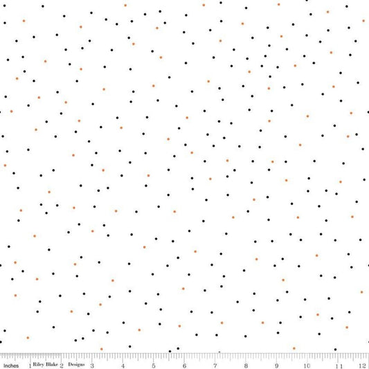 DEAL Pin Dot Halloween - Riley Blake Designs - Orange Black Dots on White - Lori Holt - Quilting Cotton Fabric - choose your cut