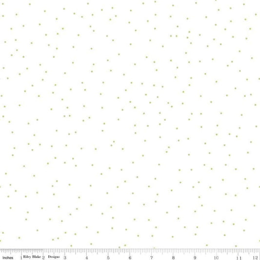 DEAL Pin Dot Green - Riley Blake Designs - Lori Holt - Green on White Polka Dot - Quilting Cotton Fabric