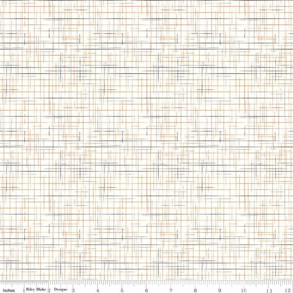 SALE Gunny Sack Halloween - Riley Blake Designs - Cream Orange Black Lines - Lori Holt - Quilting Cotton Fabric