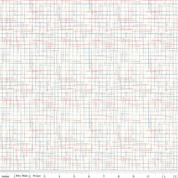 SALE Gunny Sack Patriotic - Riley Blake Designs - Cream Red Blue Lines - Lori Holt - Quilting Cotton Fabric