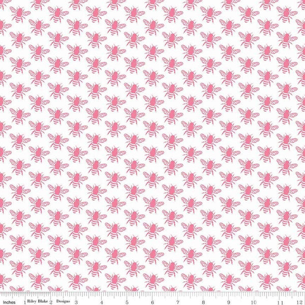 Fat Quarter End of Bolt - SALE In the Meadow Honey Bee Pink - Riley Blake Designs - Quilting Cotton Fabric