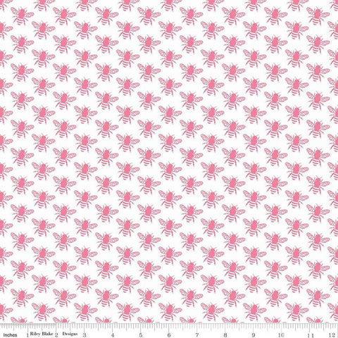 Fat Quarter End of Bolt - SALE In the Meadow Honey Bee Pink - Riley Blake Designs - Quilting Cotton Fabric