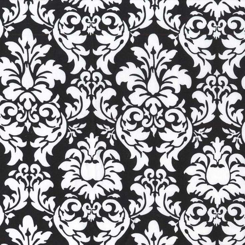 Fat Quarter End of Bolt Piece - SALE Dandy Damask Black by Michael Miller - Black and White - Quilting Cotton Fabric