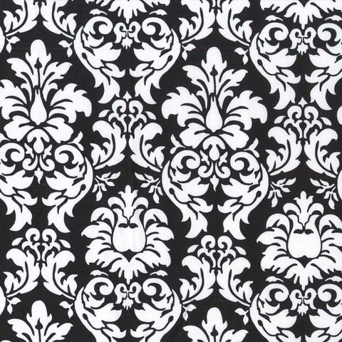 10" End of Bolt Piece - Dandy Damask Black by Michael Miller - Black and White - Quilting Cotton Fabric