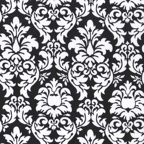 Fat Quarter End of Bolt Piece - Dandy Damask Black by Michael Miller - Black and White - Quilting Cotton Fabric