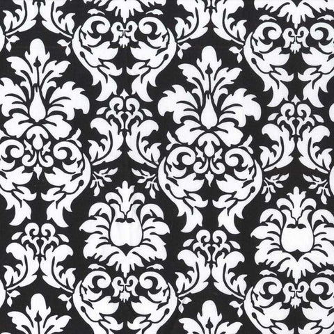 10" End of Bolt Piece - SALE Dandy Damask Black by Michael Miller - Black and White - Quilting Cotton Fabric