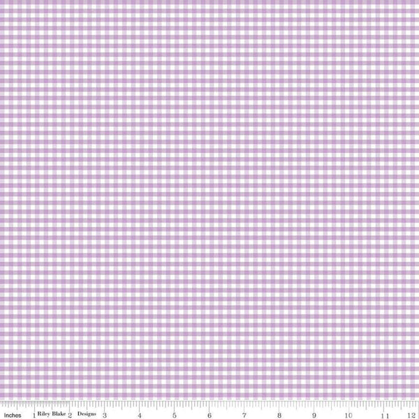 26" end of bolt - SALE Lavender and White 1/8" Eighth Inch Small PRINTED Gingham - Riley Blake Designs - Checker - Quilting Cotton Fabric