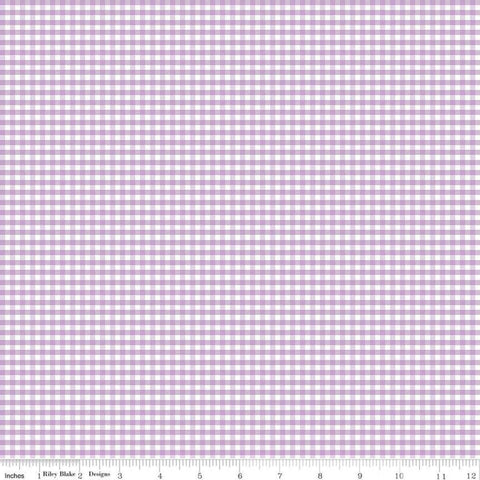 26" end of bolt - SALE Lavender and White 1/8" Eighth Inch Small PRINTED Gingham - Riley Blake Designs - Checker - Quilting Cotton Fabric