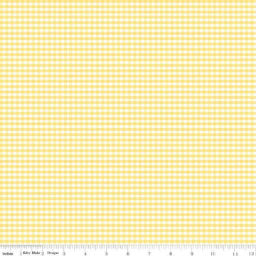 Fat Quarter End of Bolt - Yellow and White 1/8" Eighth Inch Small PRINTED Gingham - Riley Blake Designs - Checker - Quilting Cotton Fabric
