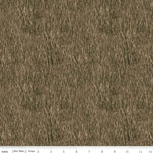 Fat Quarter End of Bolt - CLEARANCE Fish and Fowl Reeds Brown - Riley Blake  - Outdoors Fishing Birds Plants  - Quilting Cotton
