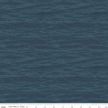 13" End of Bolt - SALE Fish & Fowl Water Dark Teal - Riley Blake - Blue Green Outdoors Fishing Birds Nature - Quilting Cotton Fabric