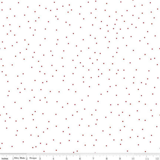 DEAL Pin Dot Red - Riley Blake Designs - Red on White Polka Dot - Quilting Cotton Fabric